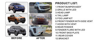 Ford Ranger 2011–2022 Kit de Carrocería (Diseño F150 Raptor 2023) foto 3