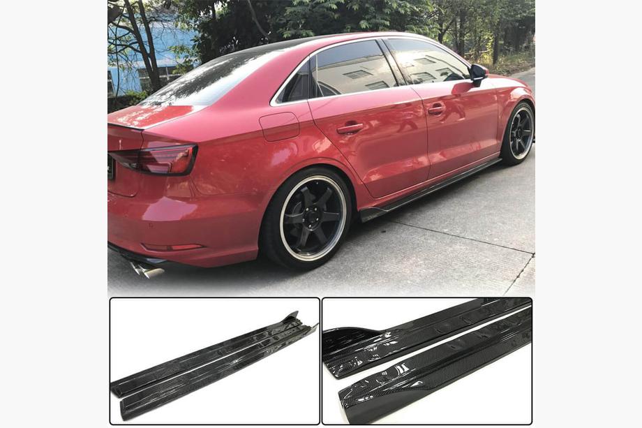 Audi A3 2012-2020 Faldones laterales (para Base Sedan, Carbono) Image