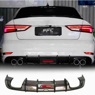 Difusor de parachoques trasero con luz de freno LED (para Base Sedan 2017-2020, Carbono) Audi A3 2012-2020 foto 1