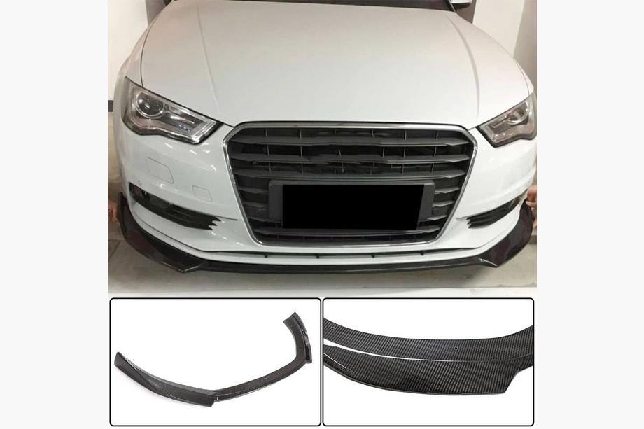 Audi A3 2012-2020 Lip spoiler de parachoques delantero Lip V1 (para Base 2012-2016 Sedan, Carbono) Image