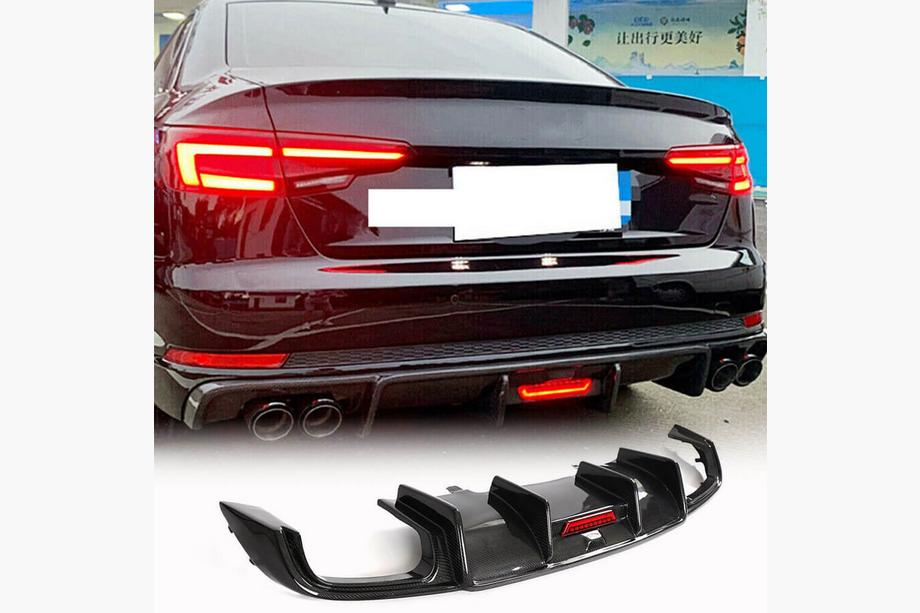 Audi A4 B9 2015-2024 Difusor de parachoques trasero (para Base Sedan 2015-2019, Carbono) Image