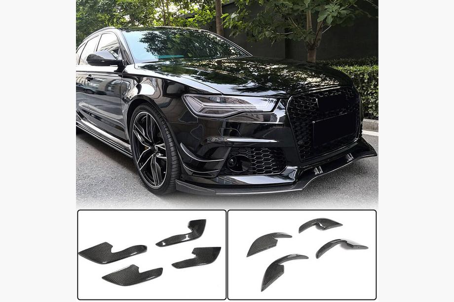 Audi A6 C7 2011-2017 Cubiertas de parachoques delantero (para RS6, 4 uds, Carbono) Image