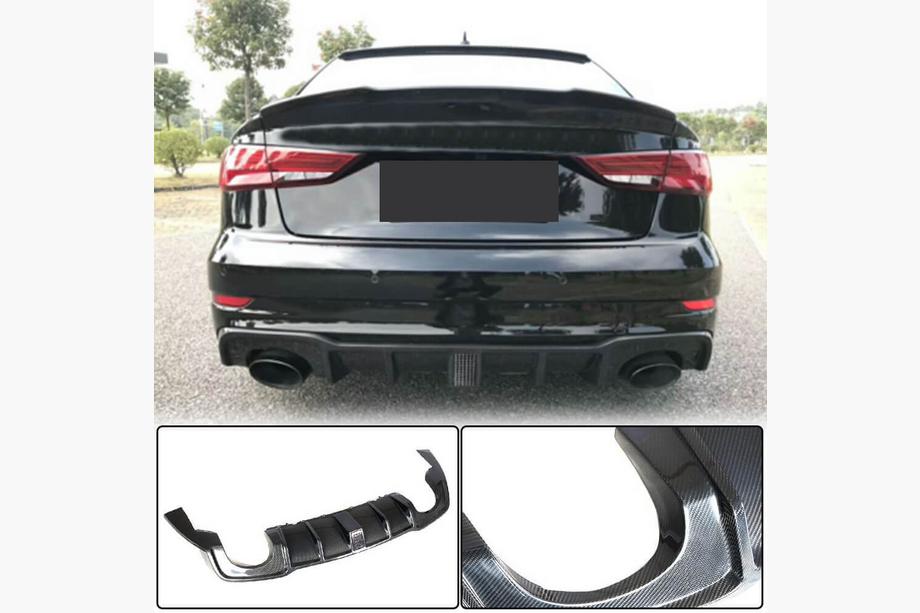 Audi A3 2012-2020 Difusor Trasero de Parachoques (Carbono) (con Luz de Freno LED) V2 Foto 1