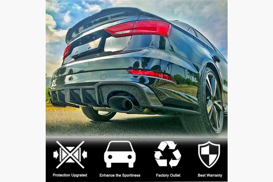 Audi A3 2012-2020 Difusor Trasero de Parachoques (Carbono) (con Luz de Freno LED) V2 Foto 2