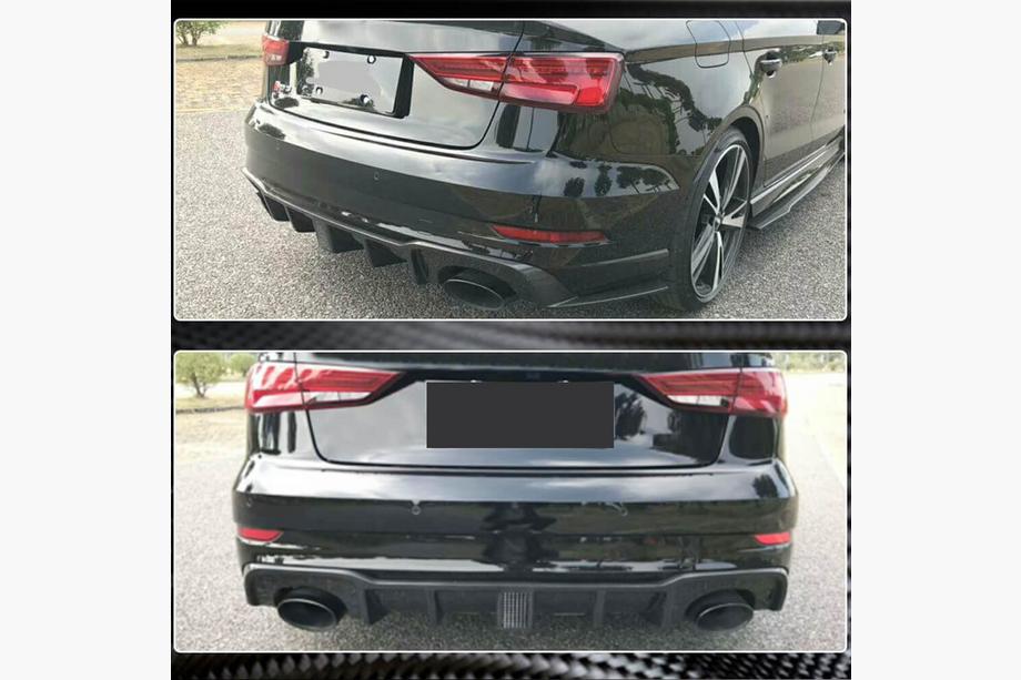 Audi A3 2012-2020 Difusor Trasero de Parachoques (Carbono) (con Luz de Freno LED) V2 Foto 3