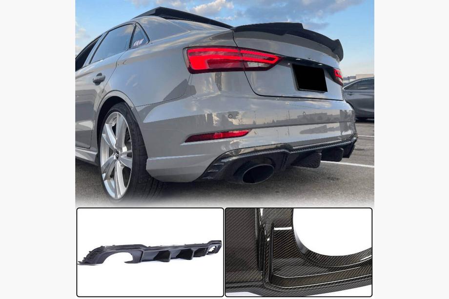Audi A3 2012-2020 Difusor de parachoques trasero V1 (para RS3 Sedan 2017-2019, Carbono) Image