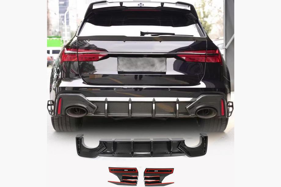 Audi A6 C8 2018–2025 Difusor Trasero de Parachoques (para RS6, Carbono) Image