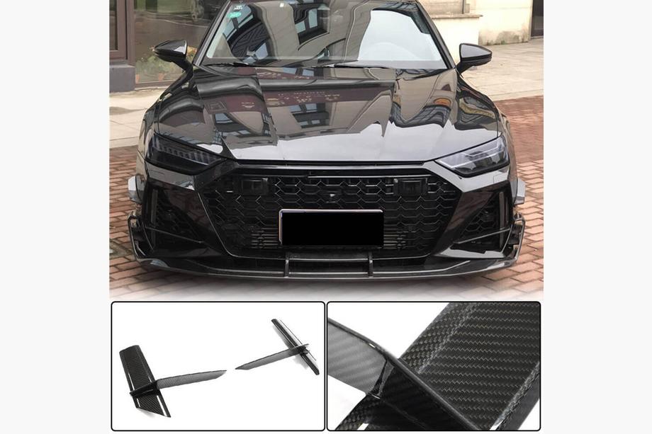 Audi A7 2018- Cubiertas de tomas de aire del parachoques delantero V1 (para RS7 2018-2022, Carbono Seco) Foto 1