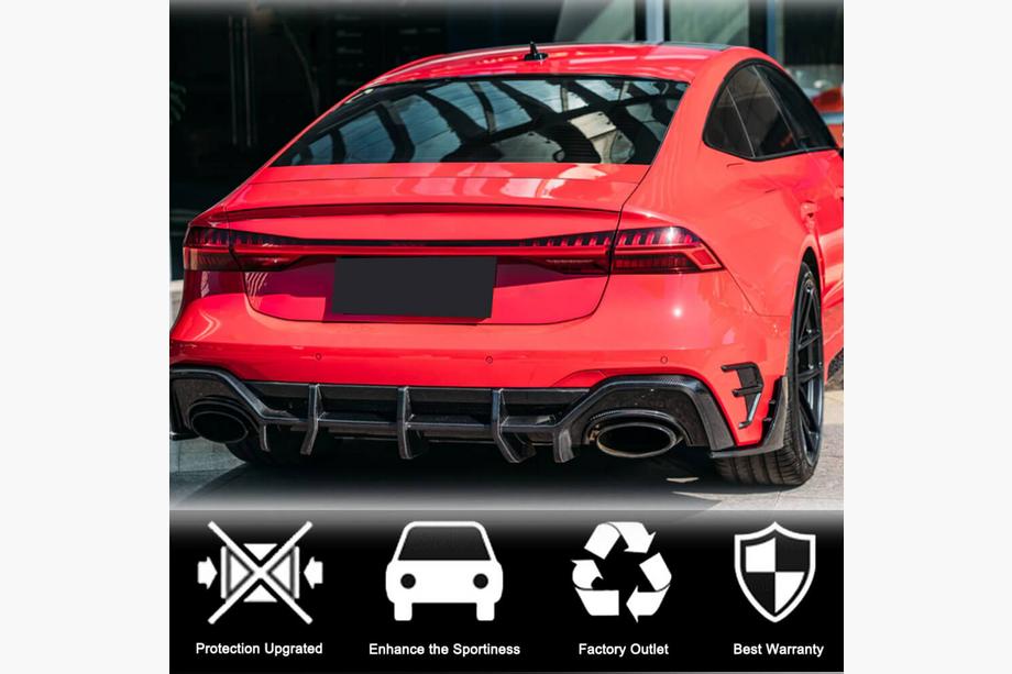 Audi A7 2018- Cubiertas de rejillas del parachoques trasero (para RS7 2018-2022, Carbono Seco) Foto 3