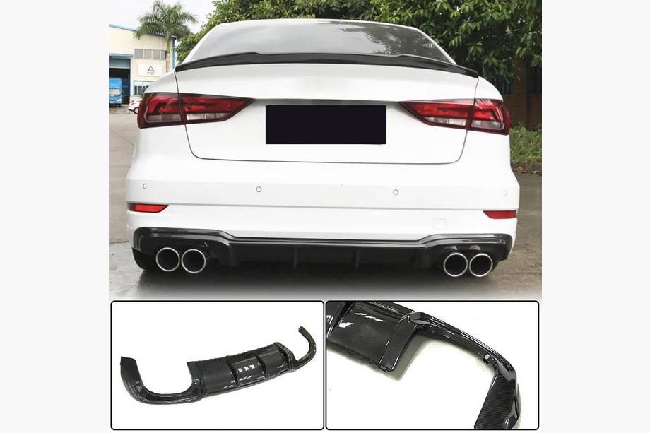 Audi A3 2012-2020 Difusor de parachoques trasero V5 (para S-Line Sedan 2017-2020, Carbono) Foto 1