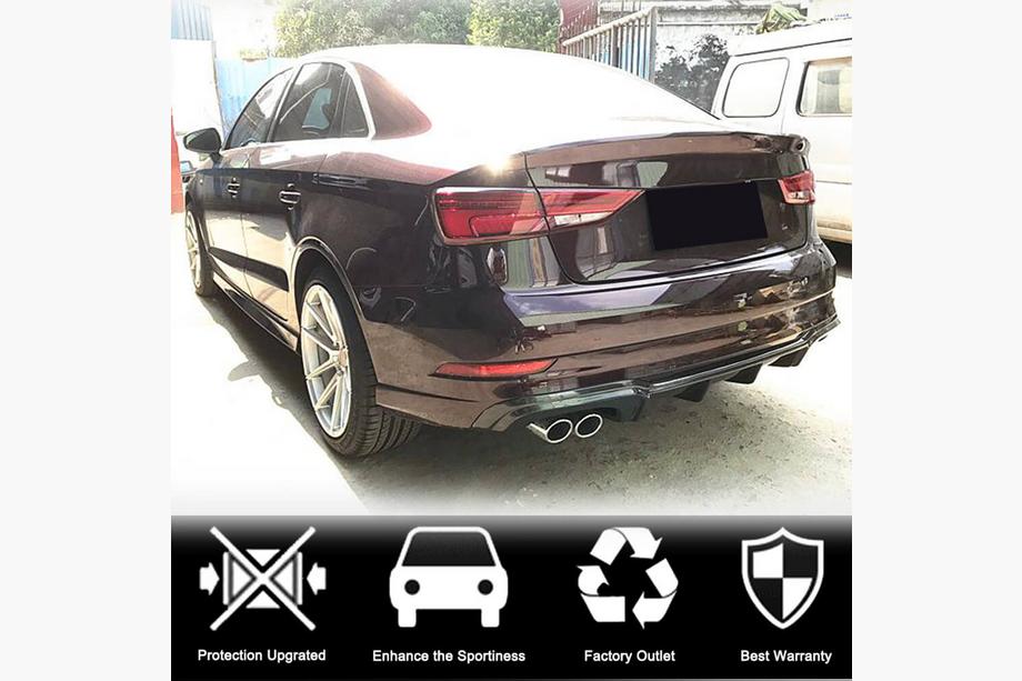 Audi A3 2012-2020 Difusor de parachoques trasero V5 (para S-Line Sedan 2017-2020, Carbono) Foto 2