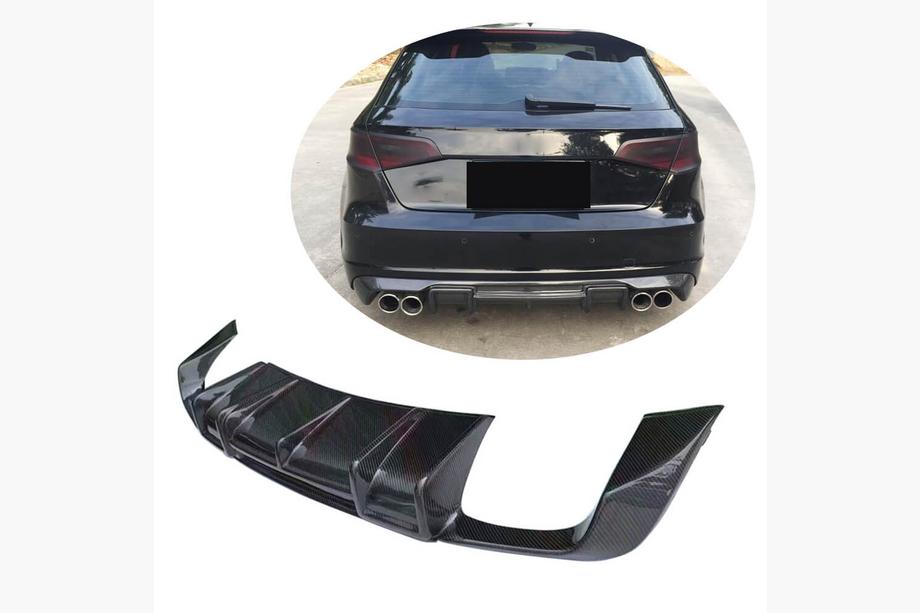 Audi A3 2012-2020 Difusor de Parachoques Trasero V1 (para S-Line HB 2012-2016, Carbono) Image