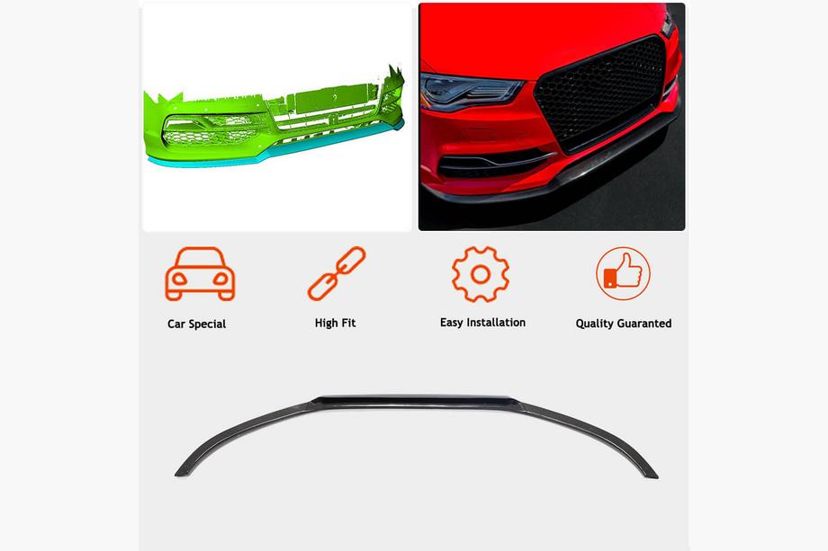 Audi A3 2012-2020 Lip spoiler del paragolpes delantero Lip V1 (para S-Line Sedan 2012-2016, Carbono) Foto 2
