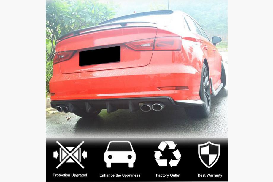 Audi A3 2012-2020 Difusor de parachoques trasero V3 (para S-Line Sedan 2012-2016, Carbono) Foto 2