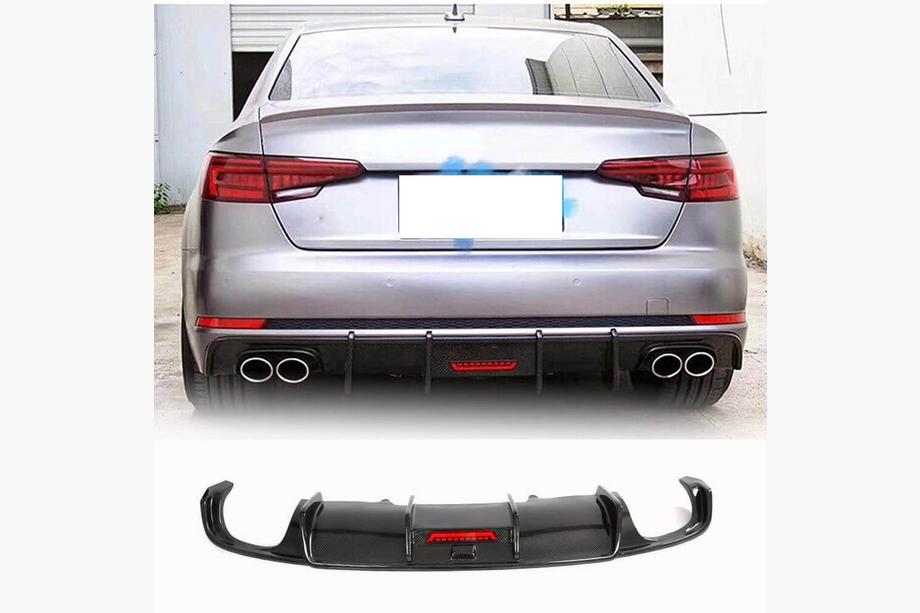 Audi A4 B9 2015-2024 Difusor de parachoques trasero V1 (para S-Line Sedan 2015-2019, Carbono) Image