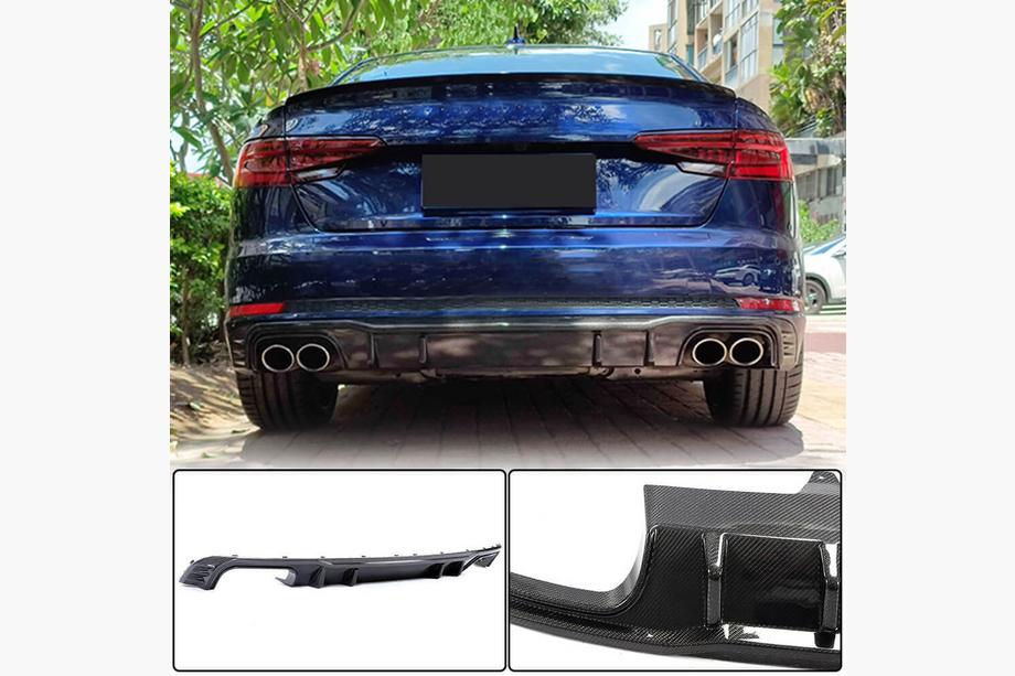 Audi A4 B9 2015-2024 Difusor de parachoques trasero V2 (para S-Line Sedan 2015-2019, Carbono) Image