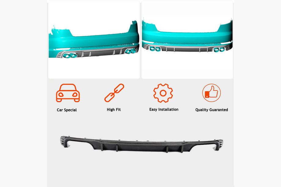 Audi A4 B9 2015-2024 Difusor de parachoques trasero V2 (para S-Line Sedan 2015-2019, Carbono) Foto 2