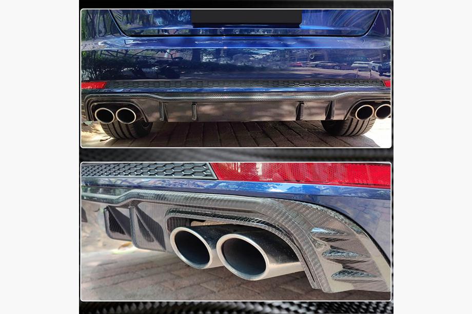 Audi A4 B9 2015-2024 Difusor de parachoques trasero V2 (para S-Line Sedan 2015-2019, Carbono) Foto 3