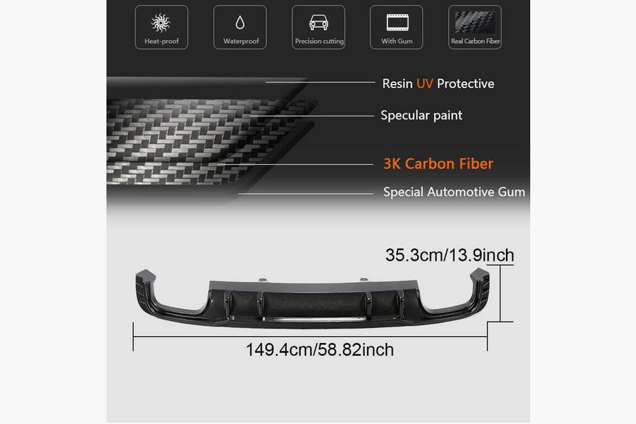 Audi A4 B9 2015-2024 Difusor de parachoques trasero V2 (para S-Line Sedan 2015-2019, Carbono) Foto 5
