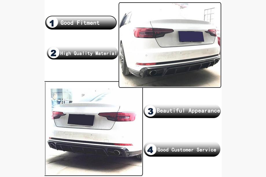 Audi A4 B9 2015-2024 Difusor de parachoques trasero (para S4 2017-2020, Carbono) Foto 2