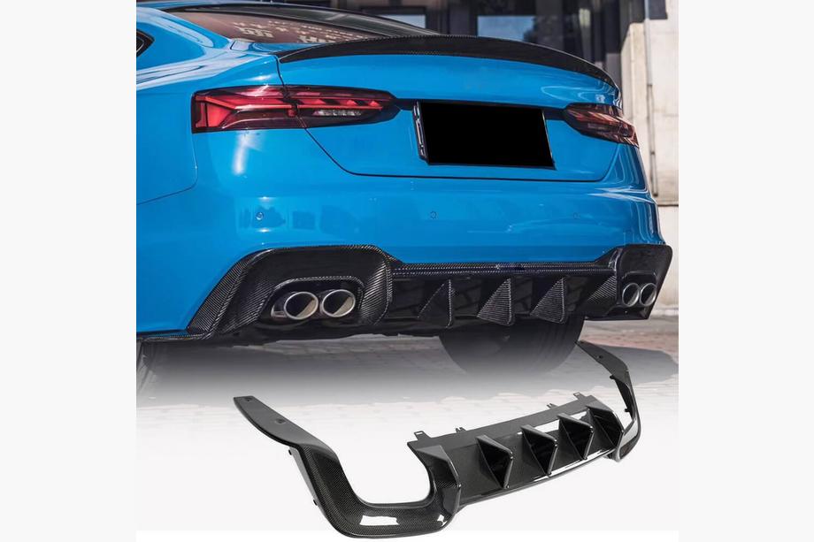 Audi A5 2016-2025 Difusor Trasero de Parachoques V2 (para S-Line 2021-2025, Carbono) Image