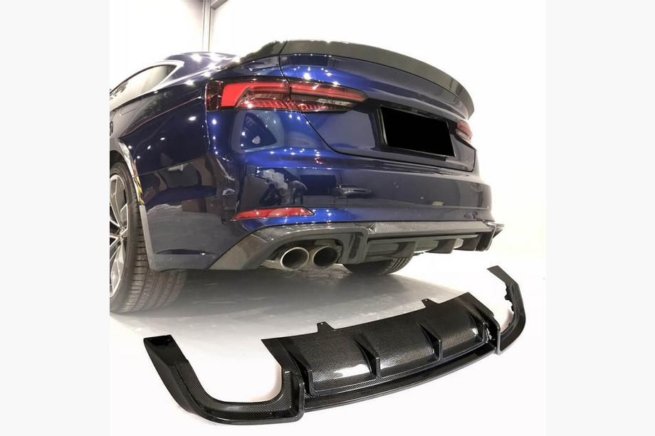 Audi A5 2016-2025 Difusor Trasero de Parachoques V2 (para S-Line 2016-2020, Carbono) Image