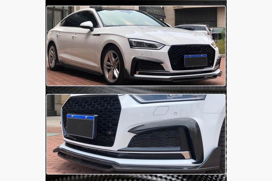 Audi A5 2016-2025 Labio Delantero V2 (para S-Line 2021-2025, Carbono) Foto 3