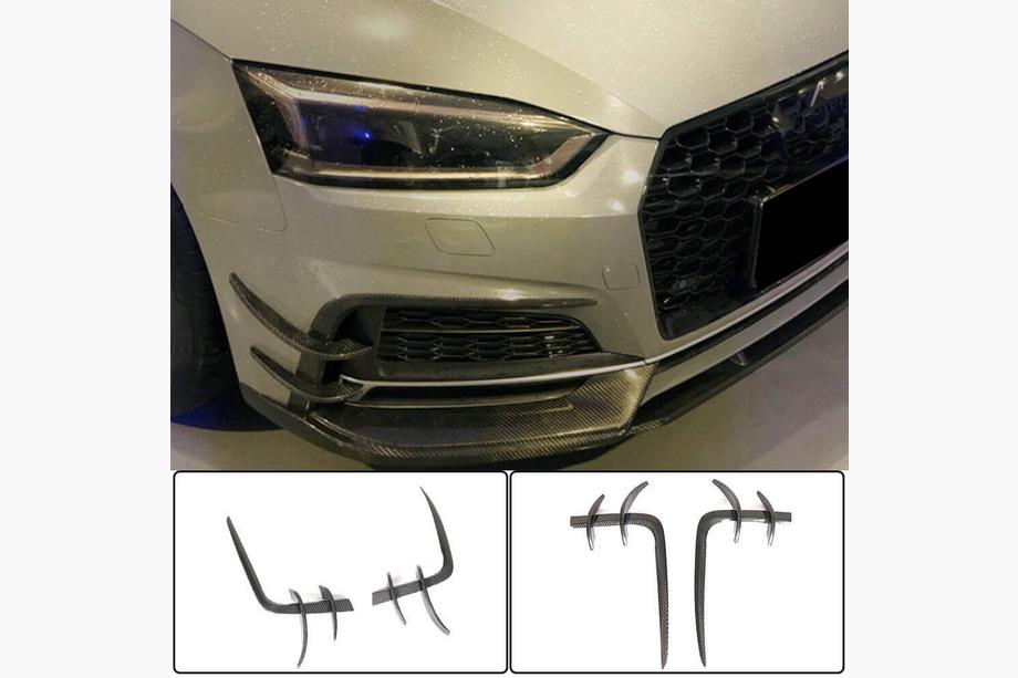 Audi A5 2016-2025 Extensiones Flap V2 para parachoques delantero (para S-Line 2016-2020, Carbono) Image