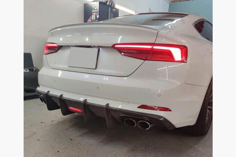 Audi A5 2016-2025 Difusor Trasero de Parachoques V1 (para S-Line 2016-2020, Carbono) Foto 2