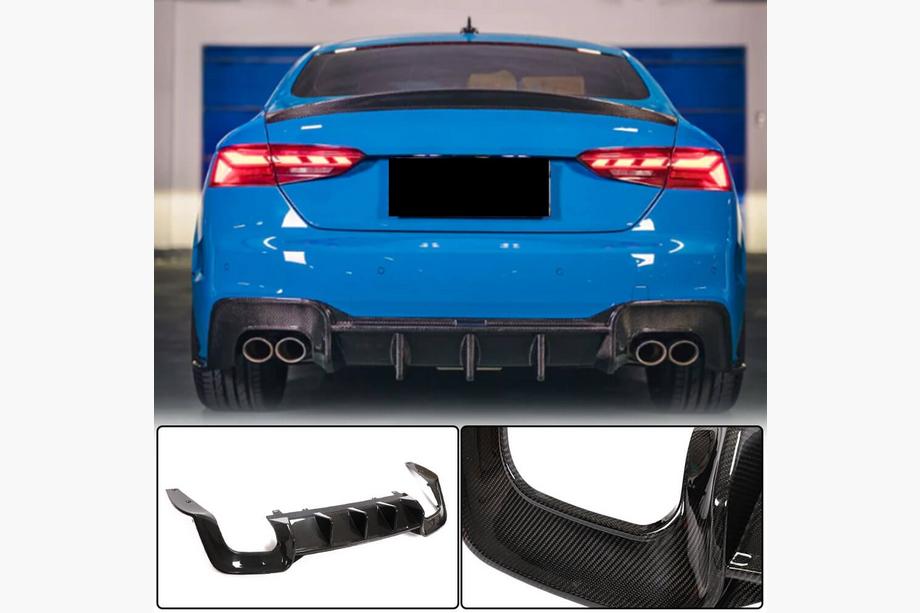 Audi A5 2016-2025 Difusor Trasero de Parachoques V1 (para S-Line 2021-2025, Carbono) Image