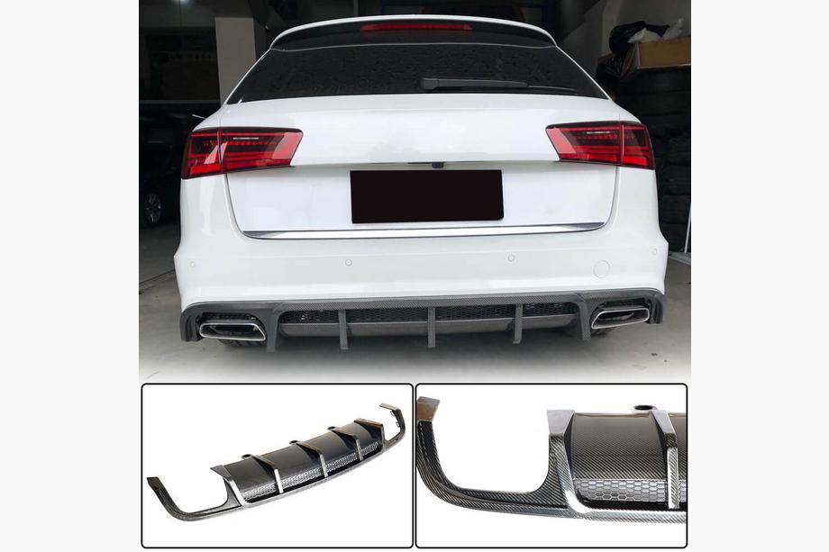 Audi A6 C7 2011-2017 Difusor de parachoques trasero (para S-Line Avant 2014-2018, Carbono) Image