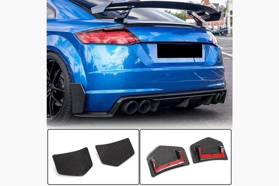 Audi TT 2014-2023 Extensiones Flap para Parachoques Trasero (para S-line/TTS/TTRS, 2014-2019, Carbono) Image