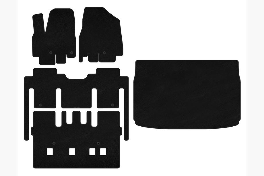 Kia Sedona 2014-2020 Alfombrillas textiles Premium (interior completo, 8 plazas, Negro) Foto 1