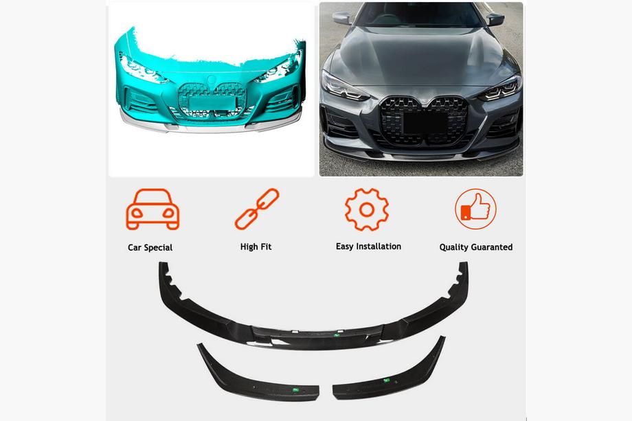 BMW 4 Series G22/23/26 2020- Labio delantero parachoques V3 (para G22/G23 M-Sport, Carbono) Foto 2
