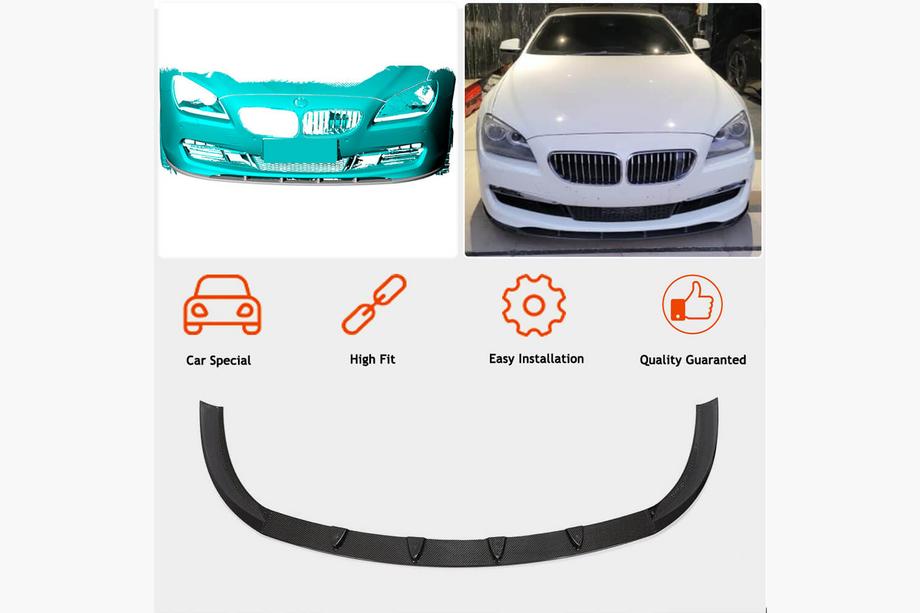 BMW 6 Series F12/F13/F06 2011-2018 Labio delantero para parachoques (para Base 2011-2014, Carbono) Foto 2