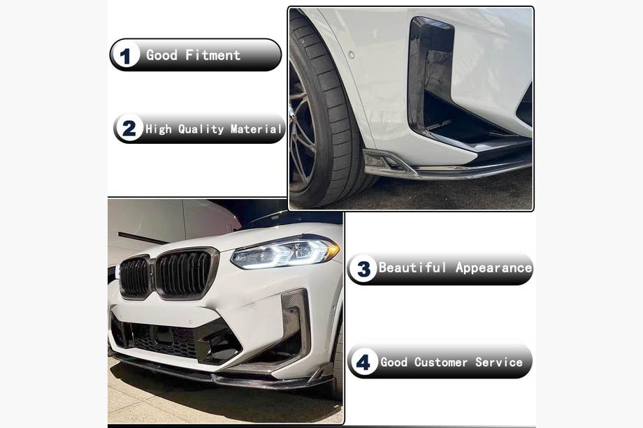 BMW X4 G02 2018- Labio delantero para parachoques (para F98 2022-2025, Carbono) Foto 3