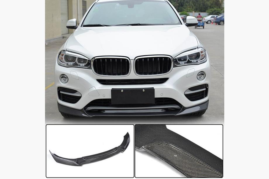 BMW X6 F16 2014-2019 Extensión Lip V1 para parachoques delantero (para Base, Carbono) Foto 1