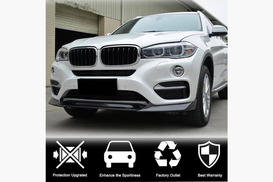 BMW X6 F16 2014-2019 Extensión Lip V1 para parachoques delantero (para Base, Carbono) Foto 2