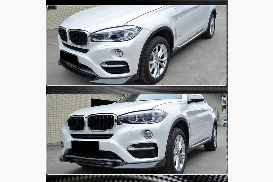 BMW X6 F16 2014-2019 Extensión Lip V1 para parachoques delantero (para Base, Carbono) Foto 3