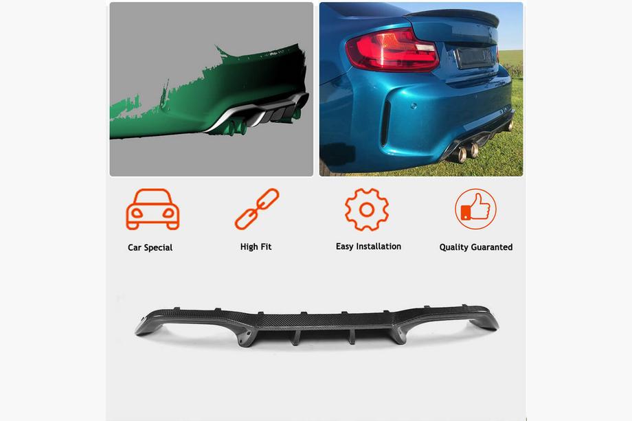BMW 2 Series F22/F23 2014-2021 Difusor Trasero V6 (para F87 M2/M2C, Carbono) Foto 2