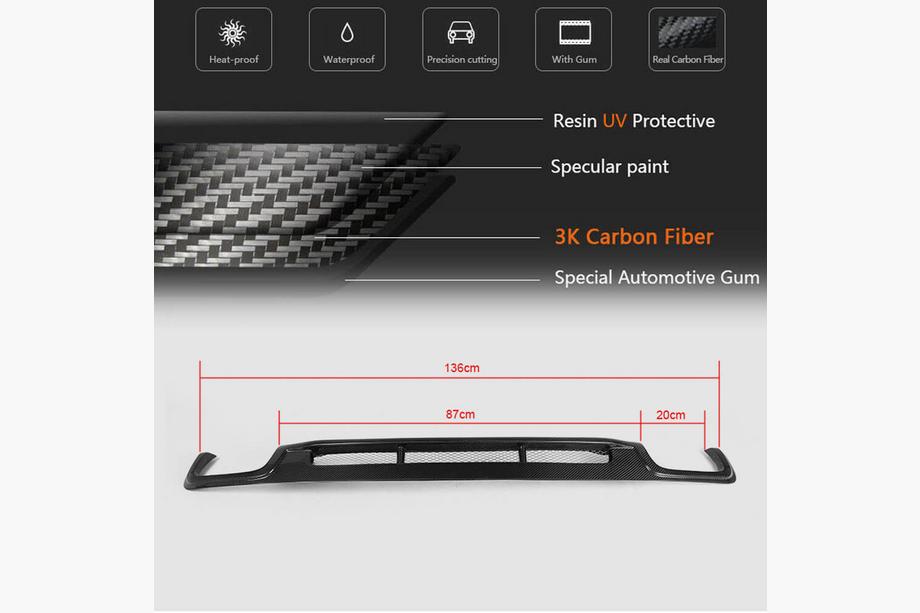 BMW 5 Series F10/F11 2010–2016 Difusor de Parachoques Trasero para F10 Base 2010-2013, Carbono Foto 5