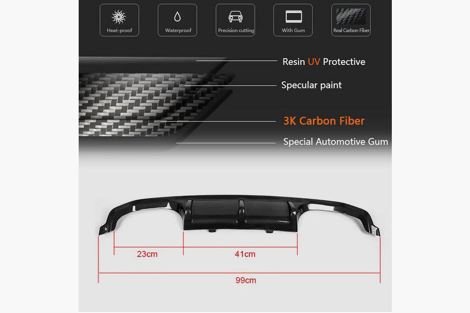 BMW 3 Series F30/F31 2012-2019 Difusor de Parachoques Trasero Carbono V11 (para F80) Foto 6