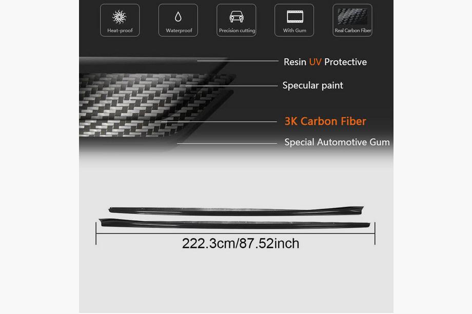 BMW 8 Series G14/G15/G16 2018- Extensiones de faldones laterales V1 (para G16 M-Sport/F93 M8, Carbono) Foto 6
