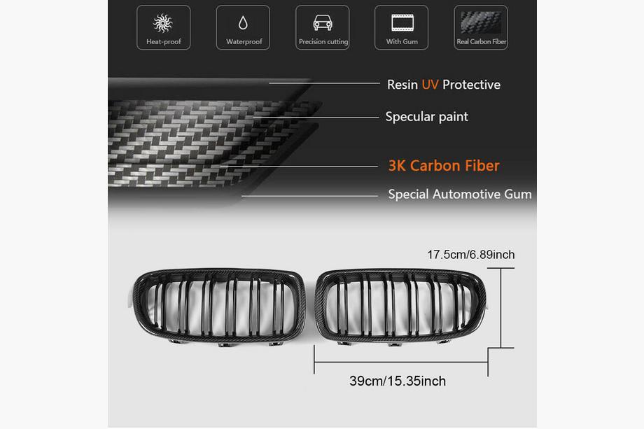 BMW 3 Series F30/F31 2012-2019 Riñoneras M-Look V1 (Carbono) Foto 5