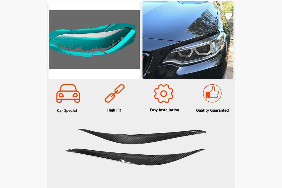 BMW 2 Series F22/F23 2014-2021 Pestañas para faros (Carbono) Foto 2