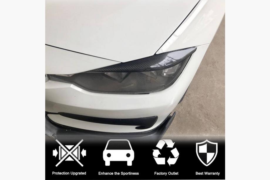 BMW 3 Series F30/F31 2012-2019 Pestañas de Faros V2 (para F30, Carbono) Foto 4