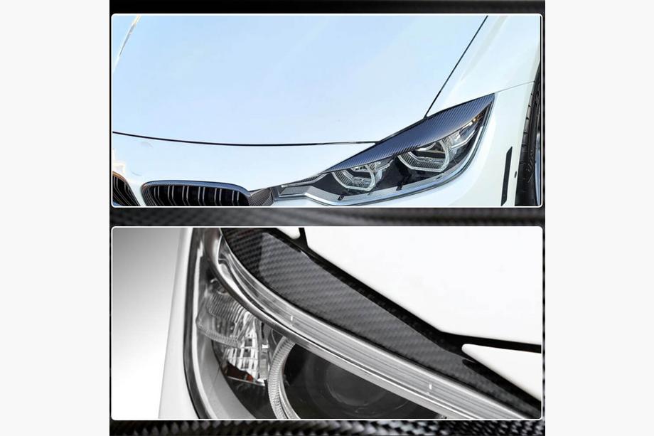 BMW 3 Series F30/F31 2012-2019 Pestañas de Faros V2 (para F30, Carbono) Foto 6