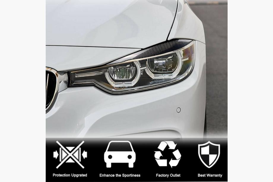 BMW 3 Series F30/F31 2012-2019 Pestañas de Faros V2 (para F30, Carbono) Foto 8