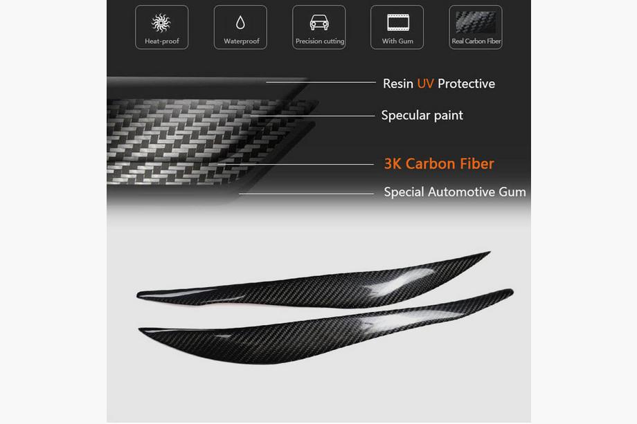 BMW 3 Series F30/F31 2012-2019 Pestañas de Faros V2 (para F30, Carbono) Foto 11