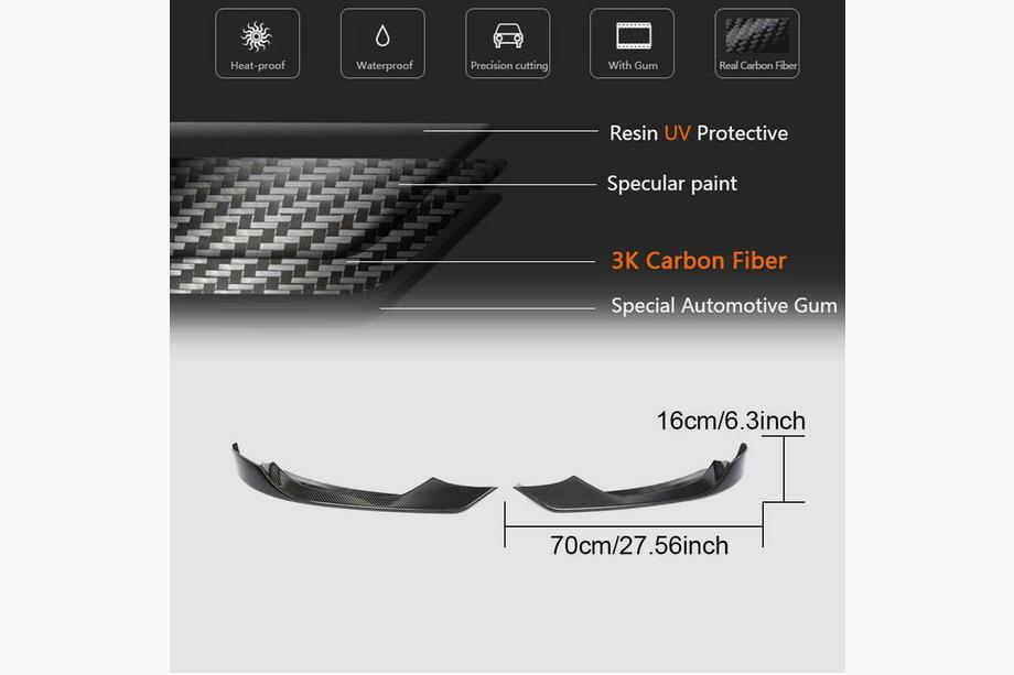 BMW 3 Series F30/F31 2012-2019 Labio delantero Flap V1 para parachoques (para F80, Carbono) Foto 5